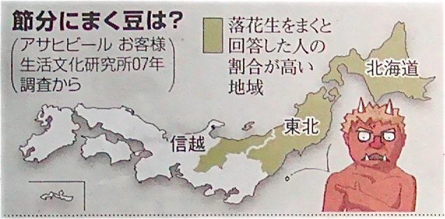 落花生地域が拡大 節分の豆まき 楽餓鬼