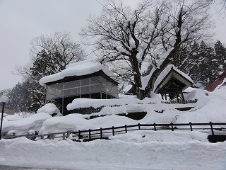 毘沙門様の山門にかぶさるような屋根の雪_a0084753_15514553.jpg