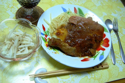 鶏のケチャップ煮（モモ片足分。）_e0221359_20245055.jpg