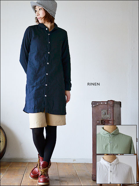 RINEN [リネン] 40/1オーガニックダブルガーゼラウンドカラーロングシャツ [31220]　 LADY\'S _f0051306_23513931.jpg