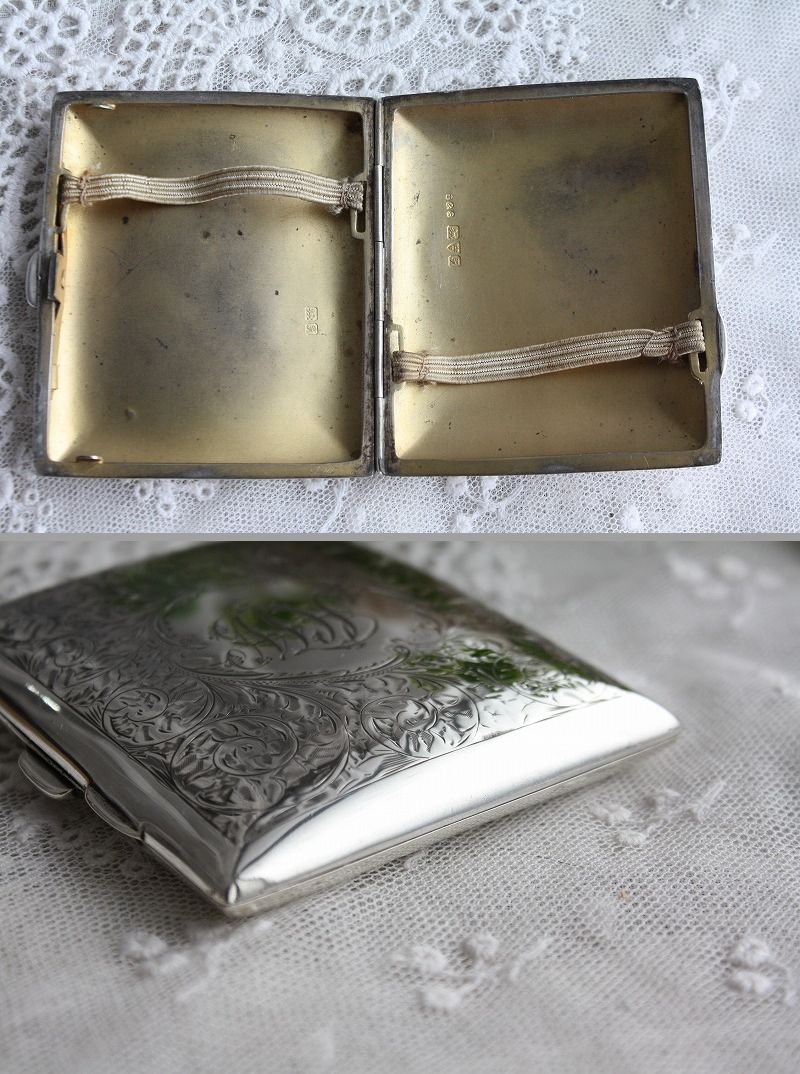 １９０６年 アンティーク 純銀製 シガレットケース 全面エングレー