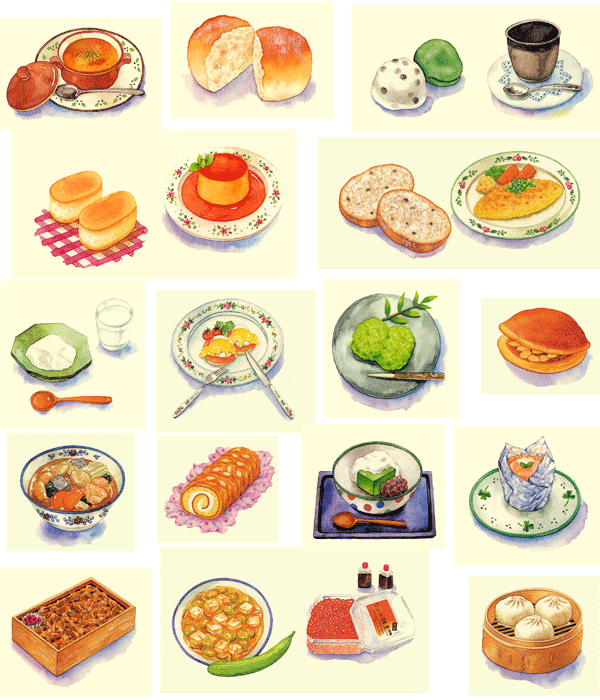 食べ物のイラスト イラストレーター 川副美紀 Miki Kawazoe Illustrations Watercolor Colored Pencil