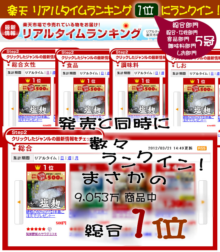 ちこり村の塩麹 楽天リアルタイムランキング1位_d0063218_19192041.jpg