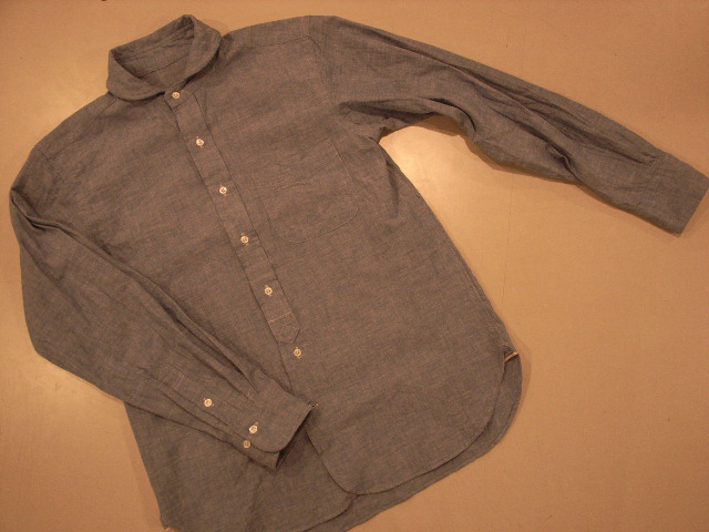 \"TheThreeRobbers ROUND COLLAR SHIRT BLUE CHAMBRAY/ORDER\"ってこんなこと。_c0140560_1132820.jpg