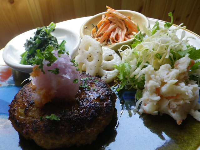 いろどり野菜と おろしハンバーグ_b0207642_13111315.jpg