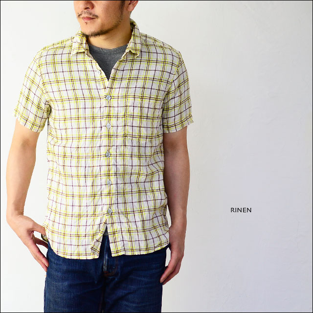 RINEN [リネン] 60/1リネンYELLOWチェックレギュラーカラーシャツ [39214] MEN\'S _f0051306_14181246.jpg