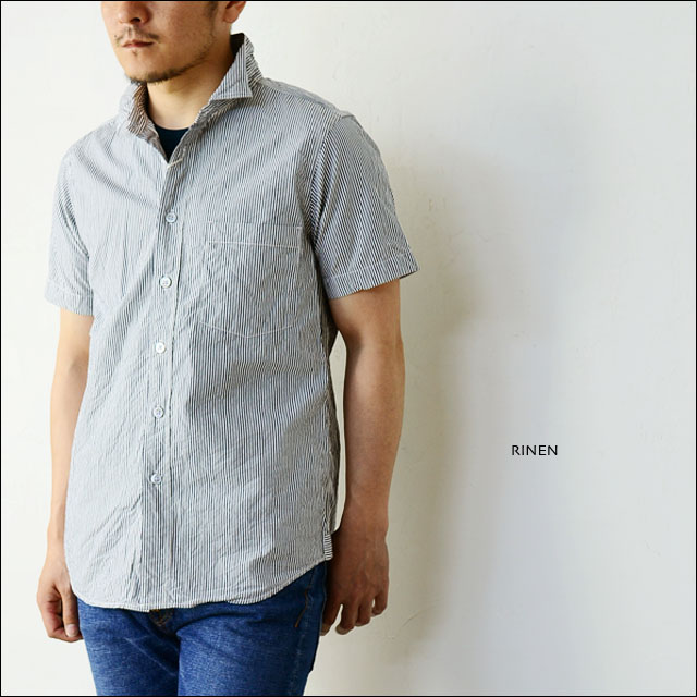 RINEN [リネン] 80/2 　ダウンプルーフ ストライプ 半袖レギュラーカラーシャツ[35206] [MEN\'S]_f0051306_20561711.jpg