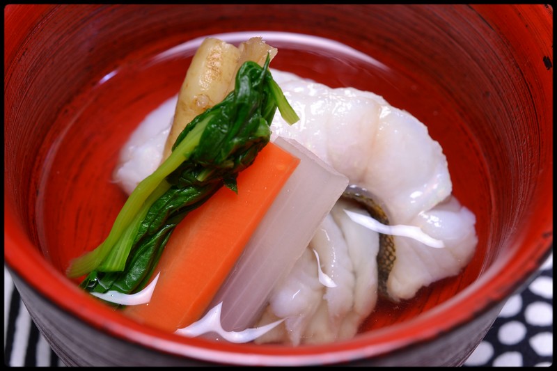 アイナメの葛打ち清汁仕立 魚と野菜と私と和ノ香