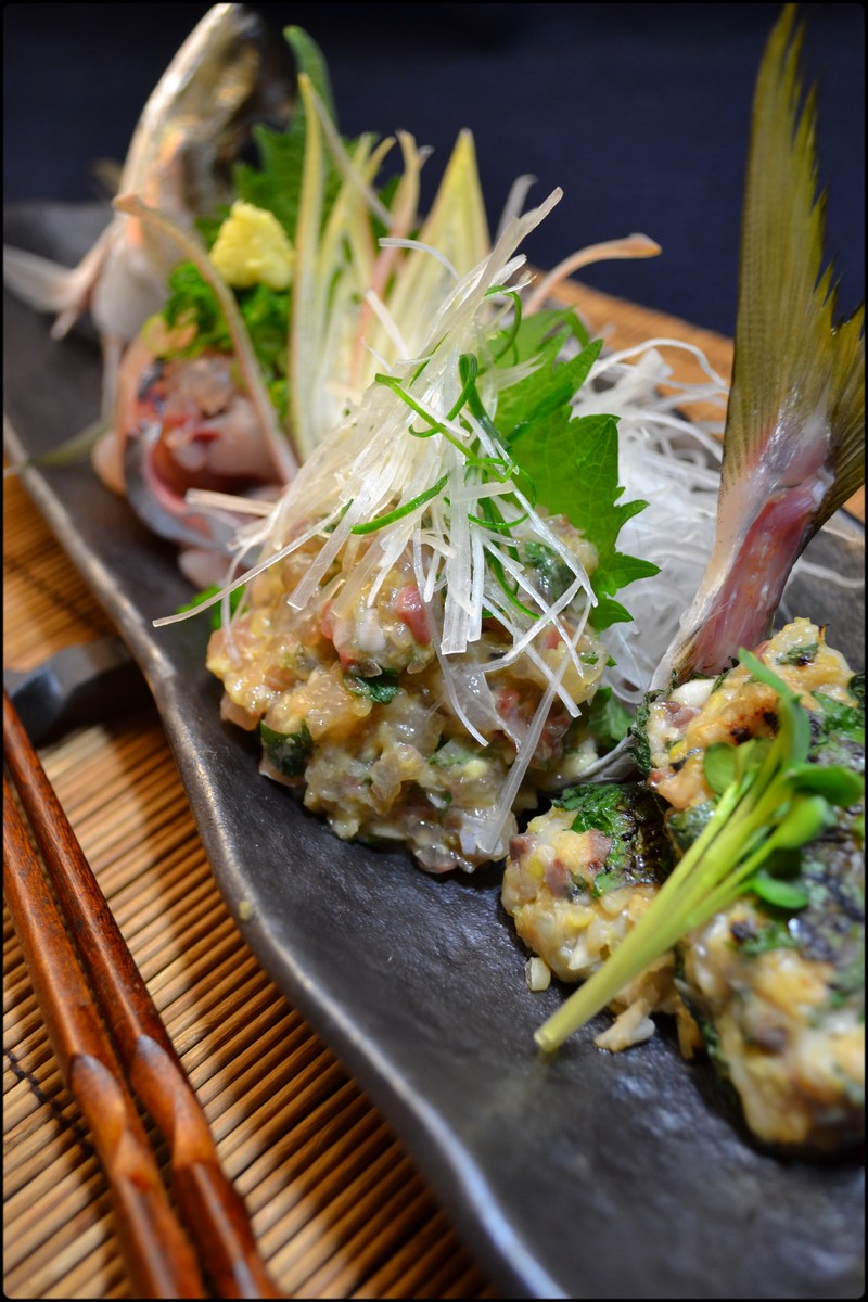マアジの なめろう と さんが焼き 魚と野菜と私と和ノ香