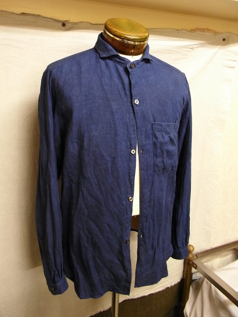 classic frenchwork linen shirt　本藍_f0049745_17521883.jpg