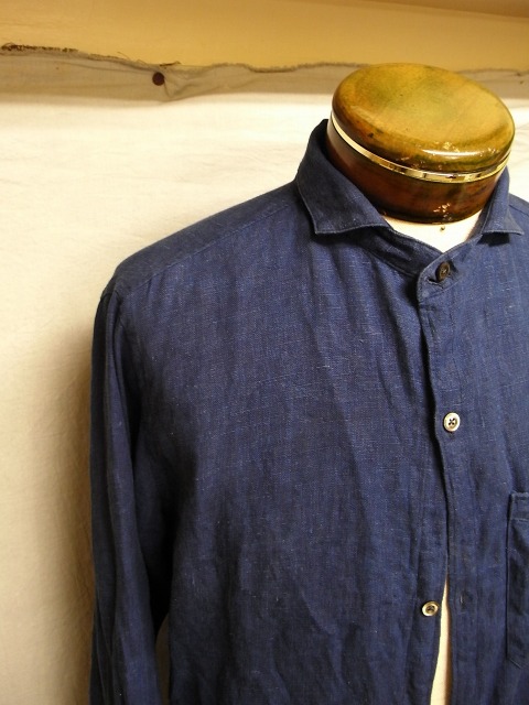 classic frenchwork linen shirt　本藍_f0049745_17523265.jpg