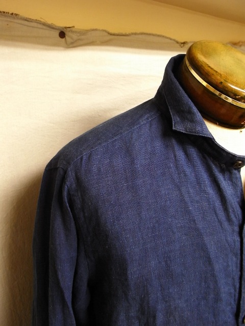 classic frenchwork linen shirt　本藍_f0049745_17524557.jpg