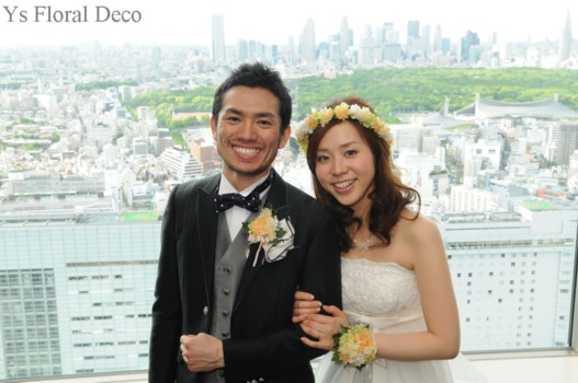 黄色&オレンジ色 花冠とご両親様贈呈用リース セルリアン東急ホテルさんへ _b0113510_18361784.jpg
