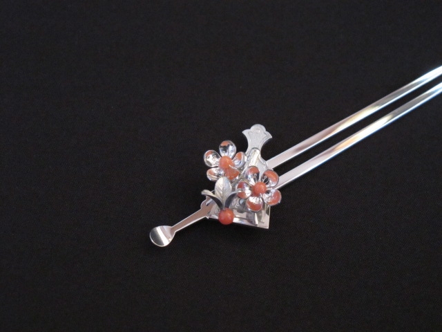 銀かんざし（雪輪つなぎ・宝船・羽子板） : かざりかんざし職人三浦の