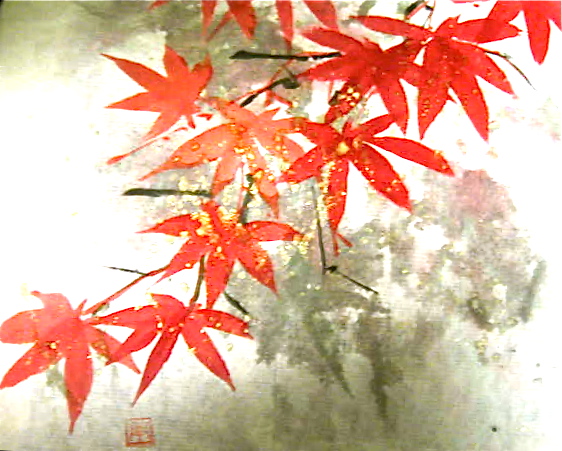 絵の具で日本的な紅葉 Tittle Tattle
