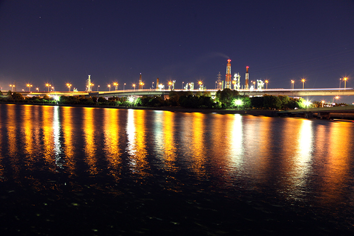 工場萌えな夜 浜寺公園より堺泉北臨海工業地帯を望む おphotoで遊ぼ