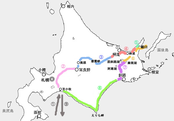 北海道犬連れ旅行記　周った場所の地図_d0079912_14135419.jpg