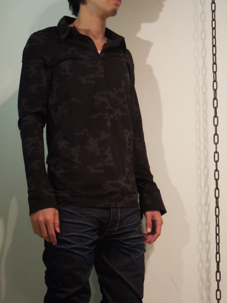 ついに解禁。x EM 30着限定のripvanwinkle POLO L/S navy camo　サイズスペック追加しました。_d0164425_21482369.jpg