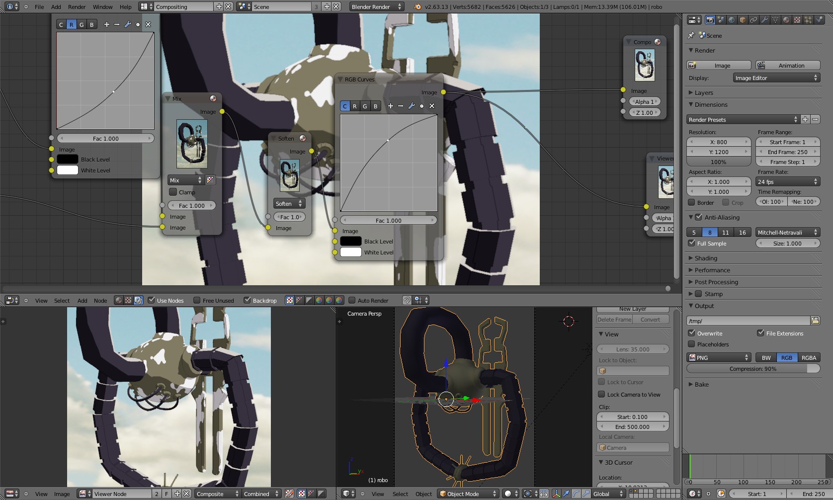 Blender 3d 2 64 偵察ロボットをモデリングアニメ調レンダリング シュールな絵画の抽象画の油絵奮闘記