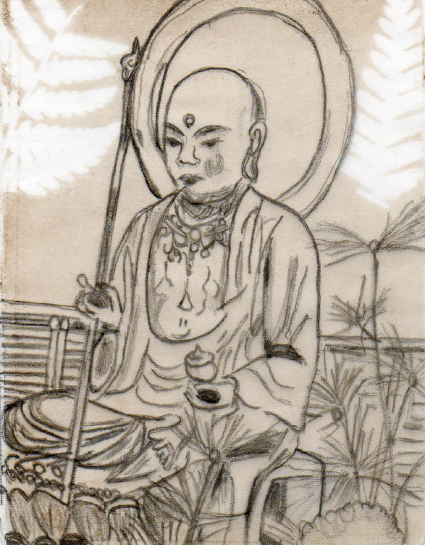 エッチング(銅版画)の下絵デッサン 須磨寺塔頭 桜寿院の前の石造地蔵尊_b0118987_1155167.jpg