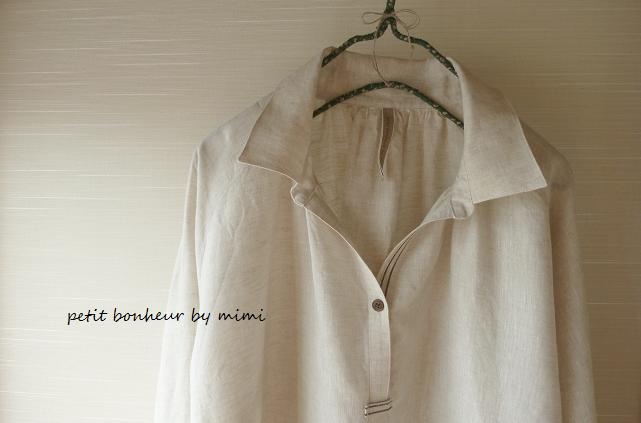 スキッパーカラープルオーバーシャツ linen chambray : petit bonheur