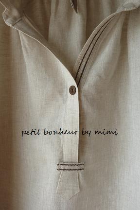 スキッパーカラープルオーバーシャツ linen chambray : petit bonheur
