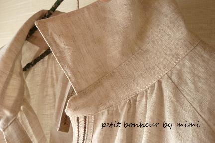 スキッパーカラープルオーバーシャツ linen chambray : petit bonheur
