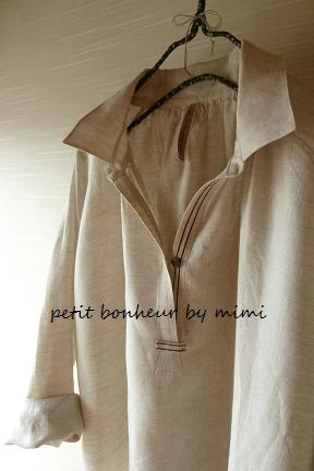 スキッパーカラープルオーバーシャツ linen chambray : petit bonheur 