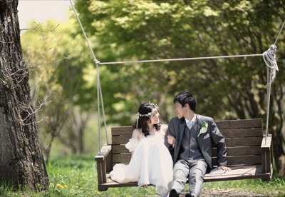 静岡県のウェディングフォト 森の中の結婚式前撮り写真 結婚写真 Petite Rose
