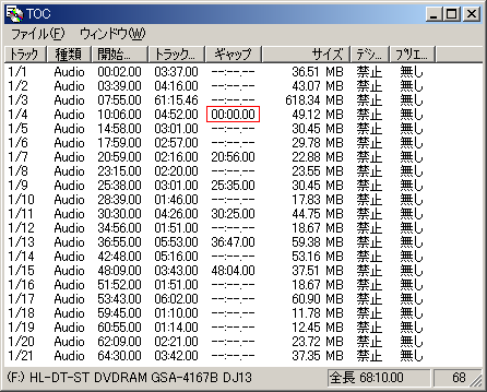 Cd Manipulator の 正しいtocとギャップ情報の取得 ブログみたいな