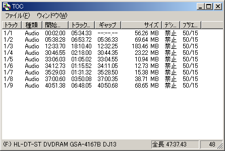 Cd Manipulator の 正しいtocとギャップ情報の取得 ブログみたいな