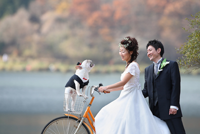 ウェディングフォト 結婚式の前撮り写真 静岡 山梨 ペットと一緒 Petite Rose