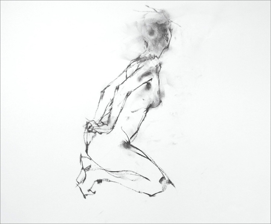 後ろ手に膝をつく裸婦 画室 游 Croquis Drawing Dessin Sketch 後ろ手に膝をつく裸婦 画室 游 Croquis Drawing Dessin Sketch