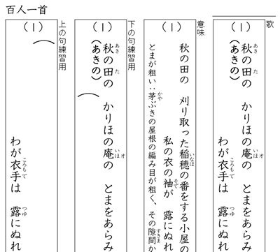 無料ダウンロード百人一首 暗記 プリント 最高のカラーリングのアイデア