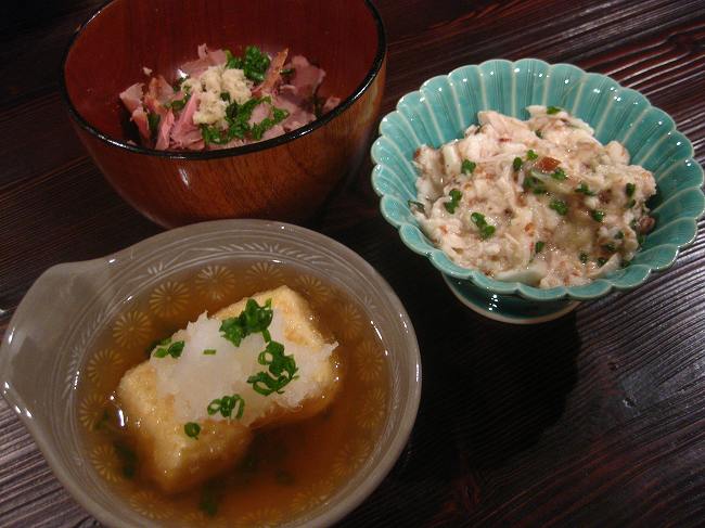 揚げだし豆腐　長芋梅和え　なまり節　あんかけ焼きそば_b0007571_8422100.jpg