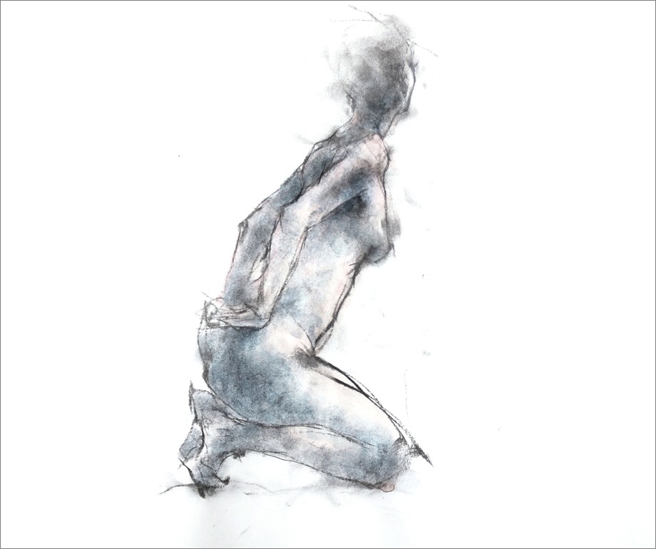 後ろ手に膝をつく裸婦 画室 游 Croquis Drawing Dessin Sketch 後ろ手に膝をつく裸婦 画室 游 Croquis Drawing Dessin Sketch
