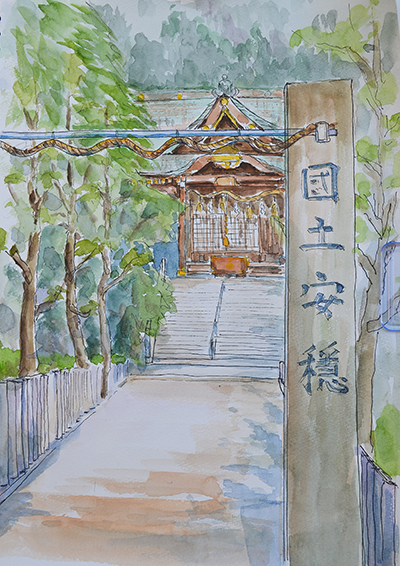 淡彩風景画講座 神社を描く ご紹介 大阪の絵画教室 アトリエｔｏｄａｙ