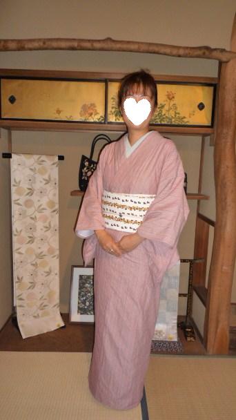 館林木綿に可愛らしい猫の帯のぼよさんの着姿。_f0181251_15331714.jpg