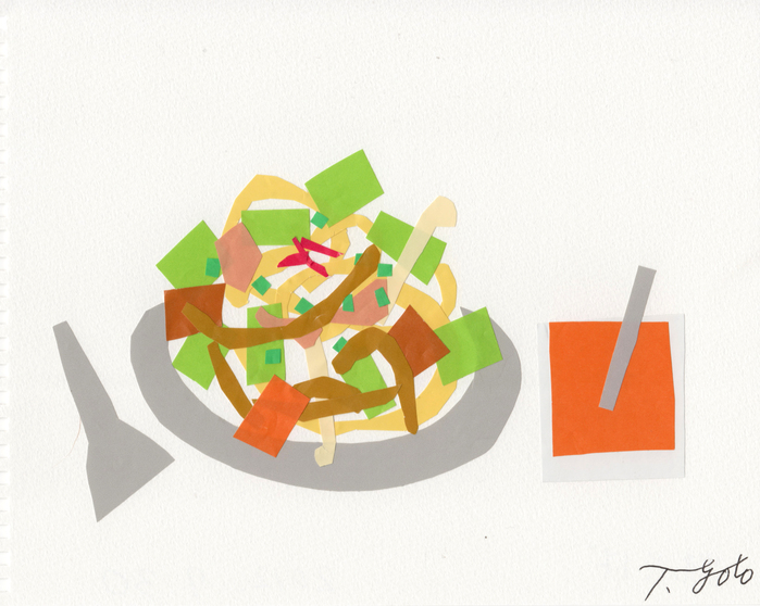焼きそば 切り絵おやじ 焼きそば 切り絵おやじ