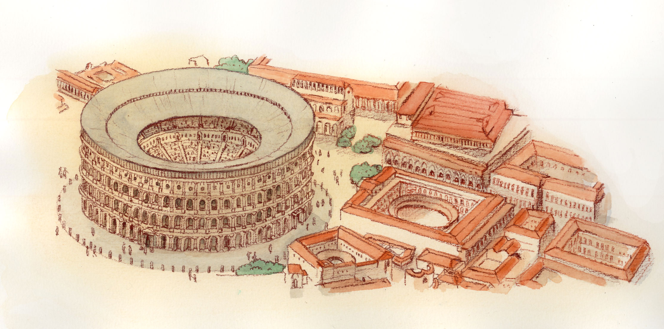世界文化社 ビジュアル世界史1000人 古代ローマ人の１日 イラスト One Day