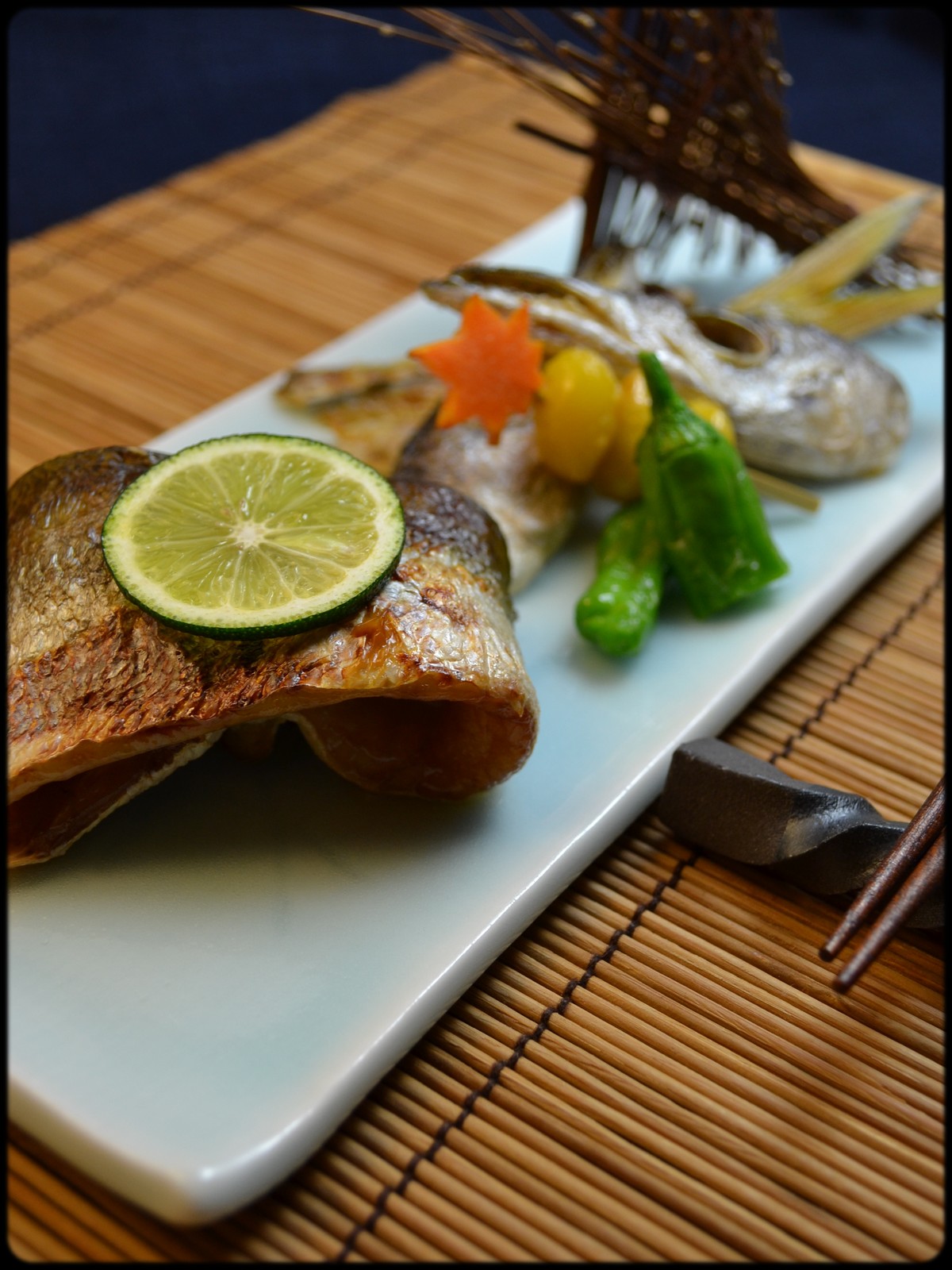 カマスの酢橘両褄焼き 魚と野菜と私と和ノ香