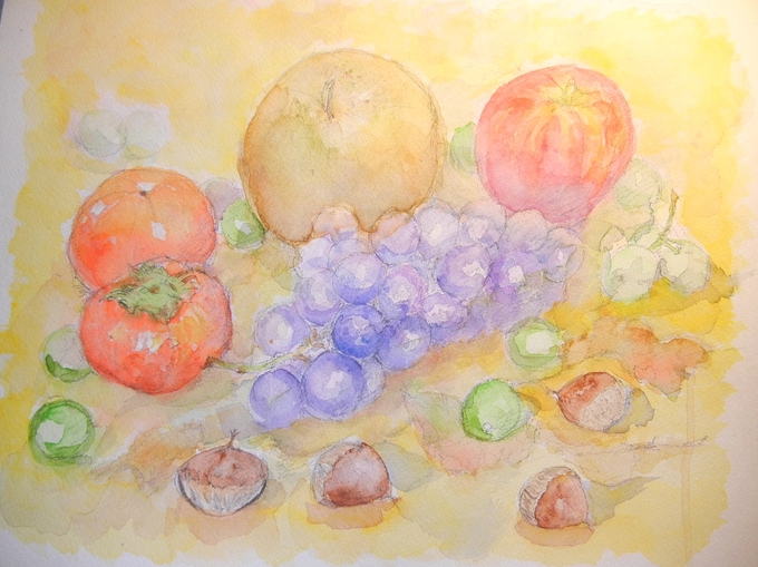 ’12,10,3(水)秋の果物を描いてみました~!_f0060461_13145272.jpg