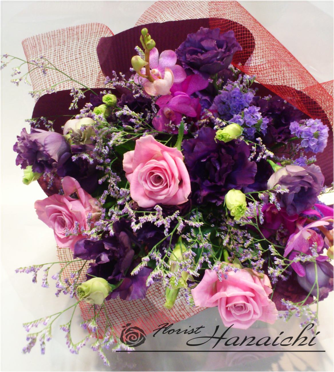 個性的な色目の紫系花束 Guarendo Di Un Fiore 花市はな日和