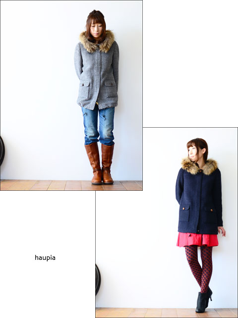 haupia [ハウピア] ウールファー付ヘリンボーンコート [JKMF738-01] _f0051306_1740773.jpg