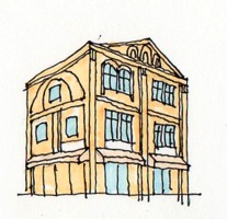 建築イラスト　-神保町-　　　画：大島健二_f0230666_17161543.jpg