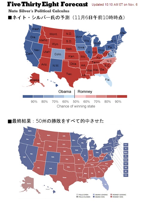 米大統領選全50州の勝敗予測を見事的中した数学者のネイト・シルバーさん_b0007805_1141235.jpg