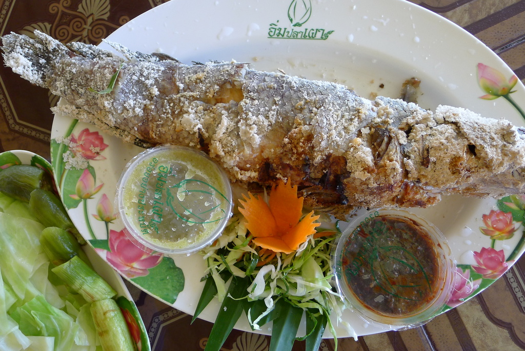 雷魚の塩焼き プラーチョン パオクルア チェンマイロングステイ ｗｏｏたんのチェンマイ通信