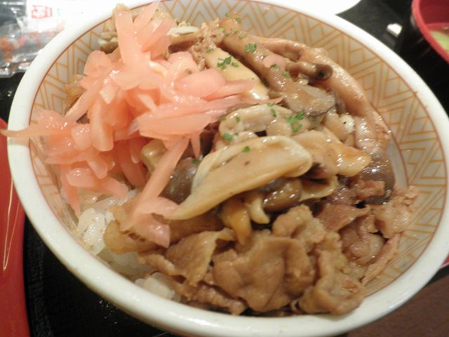 H24.11月 石垣島ダイビング4日目 すき家の3種のきのこ牛丼 関西国際空港店_c0118393_18315095.jpg