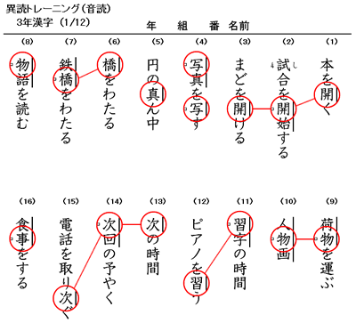 異読トレーニング 小学生漢字 時空先生のドリルプリント