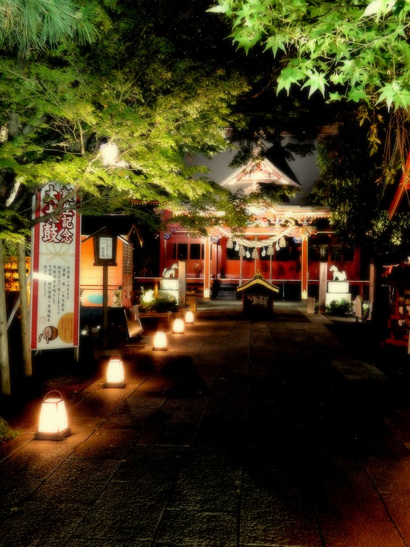 夜のお狐さん 冠稲荷神社にて O K D S Gunmawalker